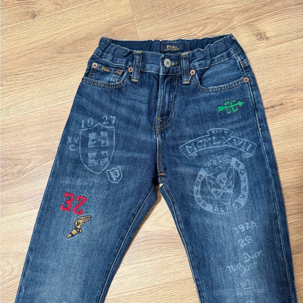 Polo Ralph Lauren Sullivan Boy's Sz 10 Slim Denim Jeans Patchwork EUC